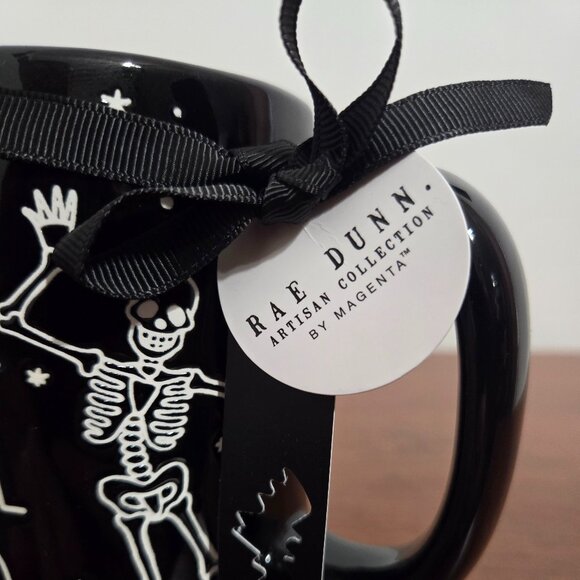 Rae Dunn Skeleton Coffee Mug Halloween Bats Design Brand New With Tags Handmade - Picture 2 of 7